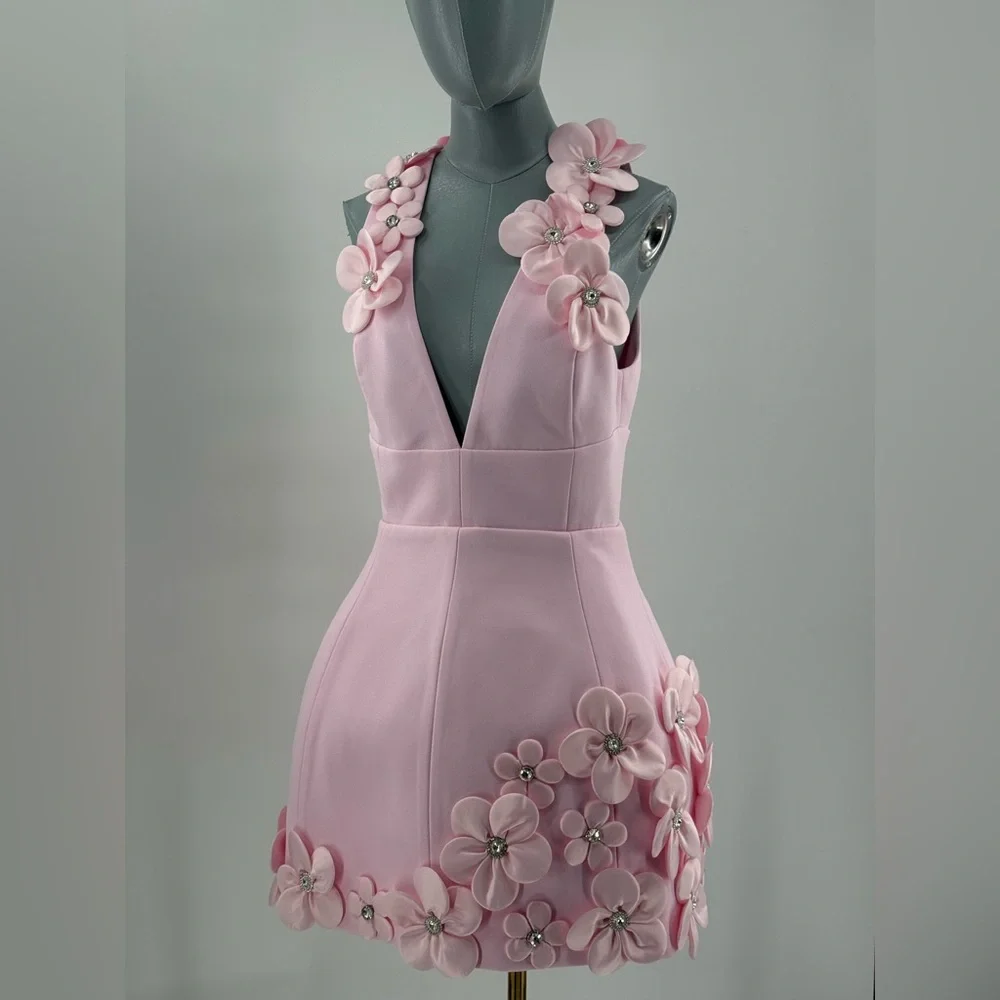 🆕 BRONX & BANCO 🧿 NWOT Estelle Floral Mini Dress, Blush Pink - Sz M US 6 - Picture 4 of 17